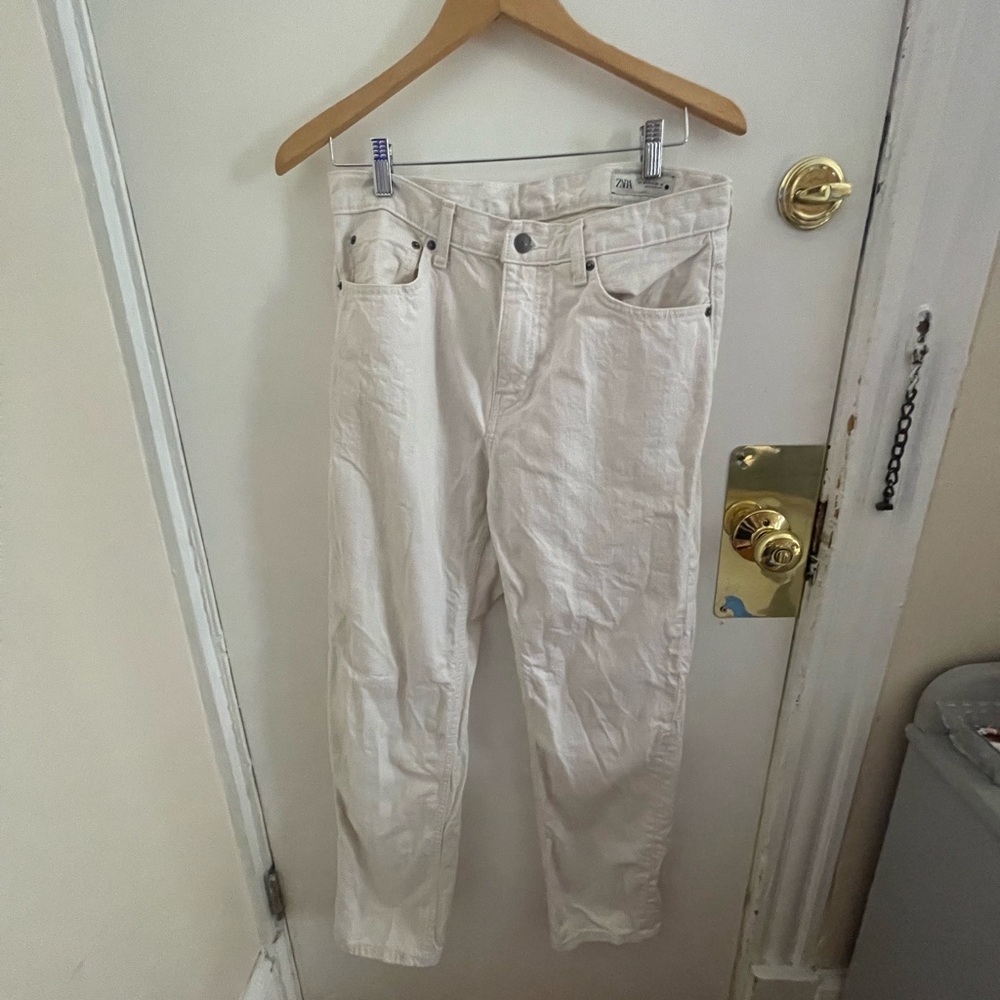 Zara Off-White Denim Pants